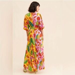 Farm Rio Beaks and Bananas Maxi Wrap Dress